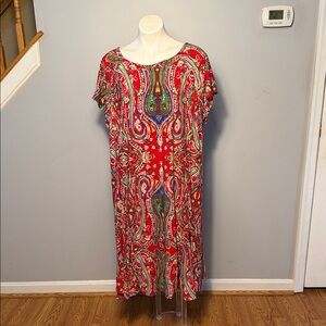 Lauren Ralph Lauren ladies Short sleeve Paisley Print Maxi Dress. Size 3X.